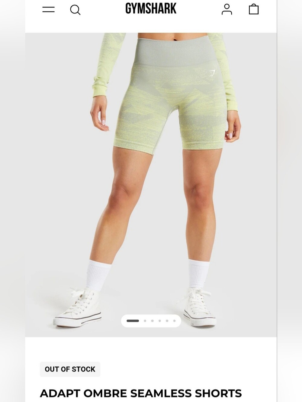 Gymshark Adapt Ombre Seamless High-Waist Shorts - Light Lime/Gray Small